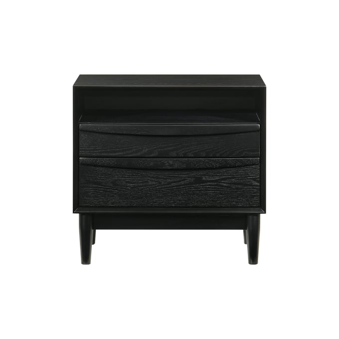 Luxur Living Anakwadi Black 2 Drawers Nightstand with Shelf LUX-LCARLABLK