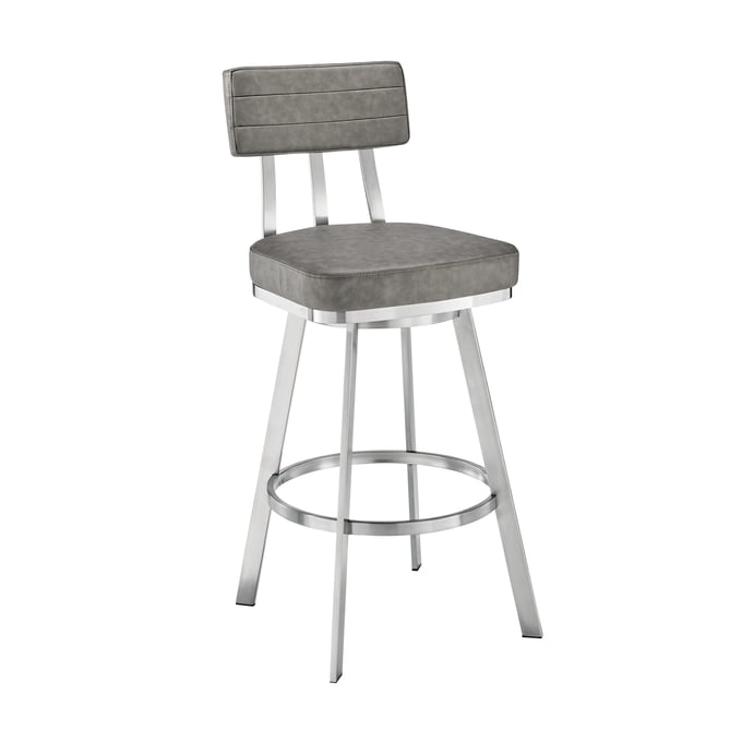 Luxur Living Badlapur Gray 26 Inch Swivel Counter Stool LUX-LCBEBABSVGRY26