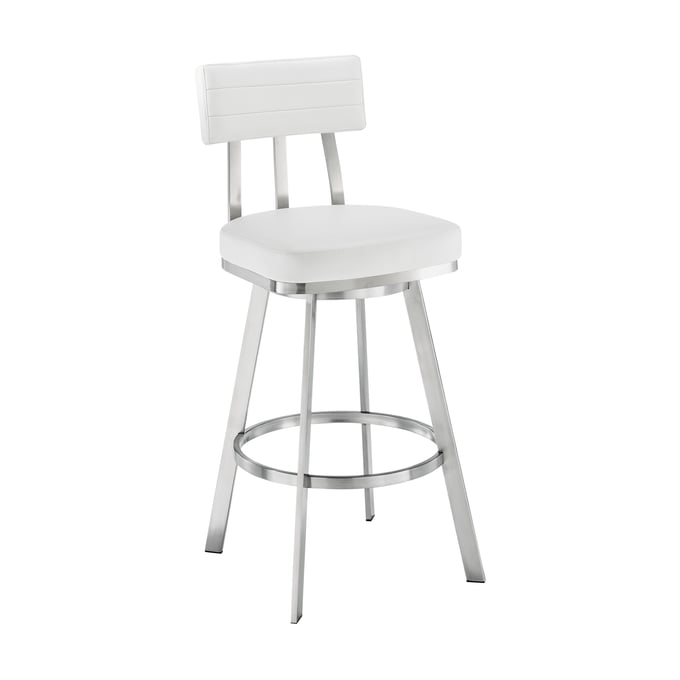 Luxur Living Badlapur White 26 Inch Swivel Counter Stool LUX-LCBEBABSWHI26