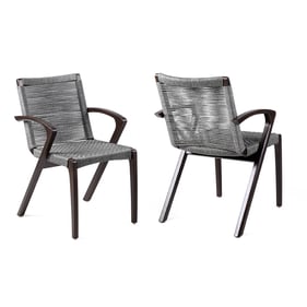 2 Luxur Living Bamani Grey Rope Outdoor Dining Chairs