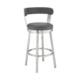 Luxur Living Basamba Brushed Gray Faux Leather 30 Swivel Bar Stool