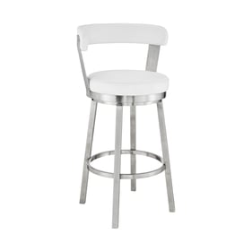 Luxur Living Basamba Brushed White Faux Leather 30 Inch Swivel Bar Stool