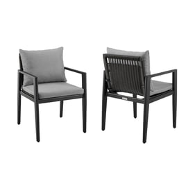 2 Luxur Living Bhagwati Dark Grey Arm Outdoor Patio Dining Chairs