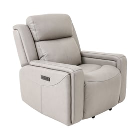 Luxur Living Bhaurad Light Grey Leather Dual Power Headrest Recliner Chair