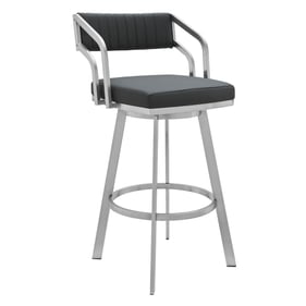 Luxur Living Kalkondi Gray Faux Leather Swivel Bar Stool