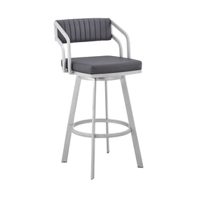 Luxur Living Belthar Silver Grey Faux Leather 26 Inch Swivel Bar Stool