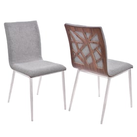 2 Luxur Living Birsingpur Gray Fabric Dining Chairs