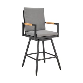 Luxur Living Bibthar Dark Gray Black Outdoor Swivel Bar Stool