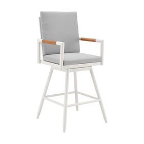 Luxur Living Bibthar Light Gray White Outdoor Swivel Counter Height Stool