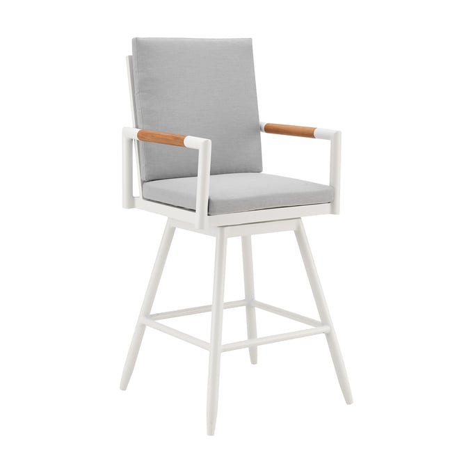 Luxur Living Bibthar Light Gray White Outdoor Swivel Counter Height Stool LUX-LCCRSWBAWH26