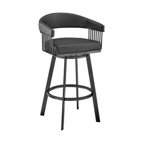 Luxur Living Bhankheda Black Faux Leather 30 Inch Swivel Bar Stool