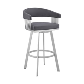 Luxur Living Bhankheda Silver Grey Faux Leather 25 Inch Bar Stool