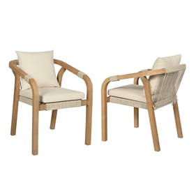 2 Luxur Living Bodkhi Brown Ivory Light Gray Outdoor Dining Chairs