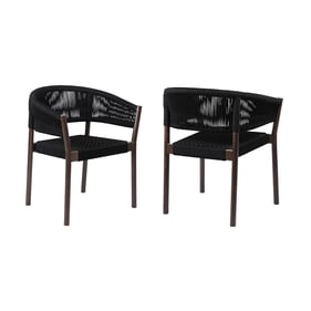 2 Luxur Living Bormali Black Indoor Outdoor Dining Chairs