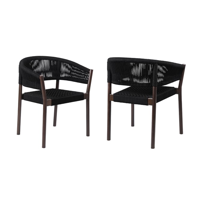 2 Luxur Living Bormali Black Indoor Outdoor Dining Chairs LUX-LCDOSIBLK