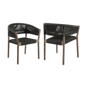 2 Luxur Living Bormali Black Outdoor Indoor Dining Chairs