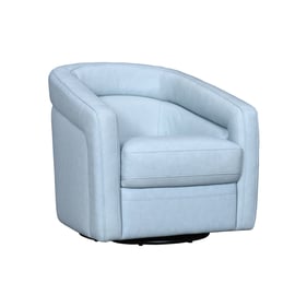 Luxur Living Borgaon Sky Blue Leather Swivel Accent Chair