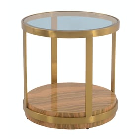 Luxur Living Dagadparwa Brushed Gold End Table