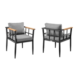 2 Luxur Living Charthana Dark Grey Outdoor Patio Dining Chairs