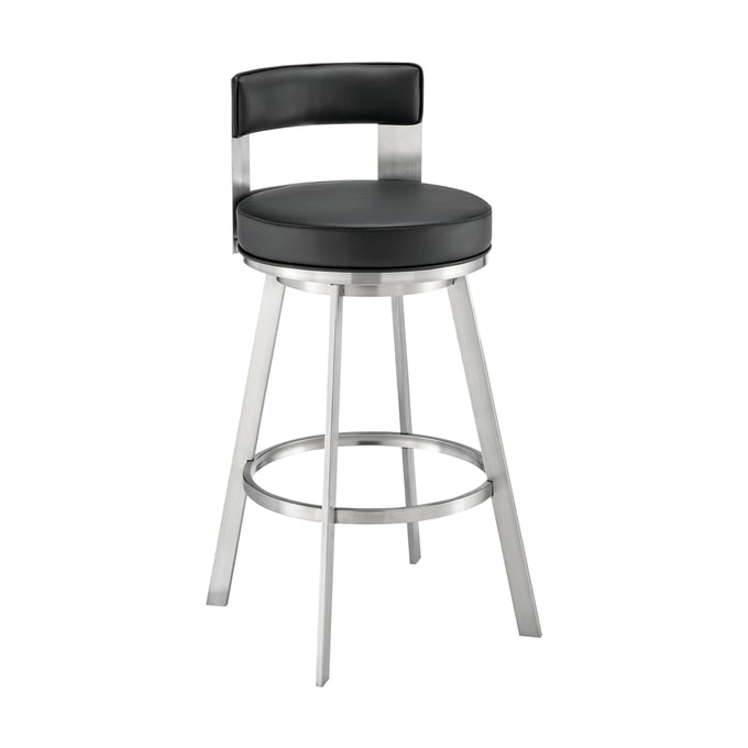 Luxur Living Chikhal Black 26 Inch Swivel Counter Stool LUX-LCFLBABSBLK26