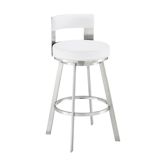 Luxur Living Chikhal White 26 Inch Swivel Counter Stool LUX-LCFLBABSWHI26