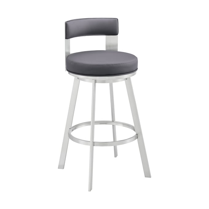 Luxur Living Chikhal Silver Gray 26 Inch Swivel Counter Stool LUX-LCFLBASLSLGRY26