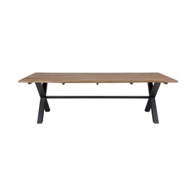 Luxur Living Chorwad Natural Wood Black Outdoor Dining Table