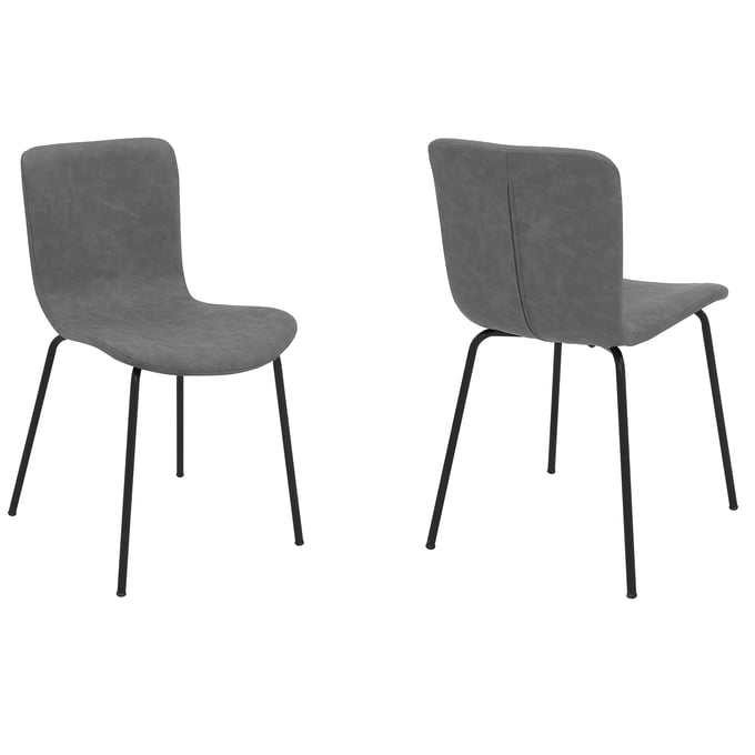 2 Luxur Living Chondhi Dark Gray Dining Room Chairs LUX-LCGLSIBLGR