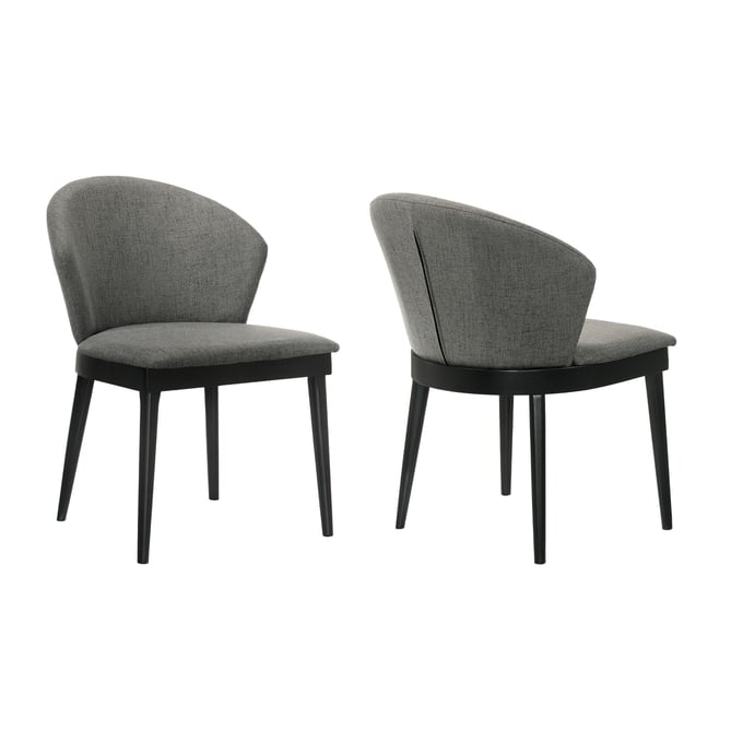 2 Luxur Living Devdari Charcoal Black Dining Side Chairs LUX-LCJNSIBLCH