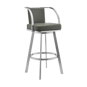 Luxur Living Dinoda Gray Faux Leather 30 Inch Swivel Bar Stool