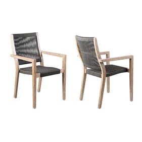 2 Luxur Living Fetra Charcoal Rope Outdoor Dining Chairs