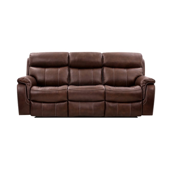 Luxur Living Gokhi Brown Leather Dual Power Headrest Reclining Sofa LUX-LCMN3BR