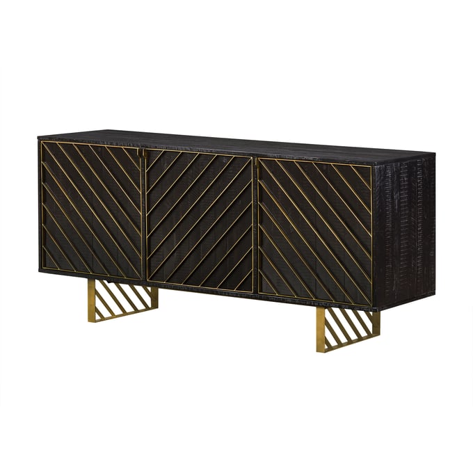 Luxur Living Girgaon Black Rectangular Sideboard LUX-LCMOBUBL