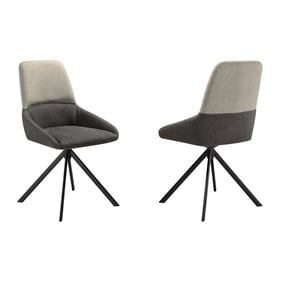 2 Luxur Living Gangaon Gray Fabric Swivel Upholstered Dining Chairs