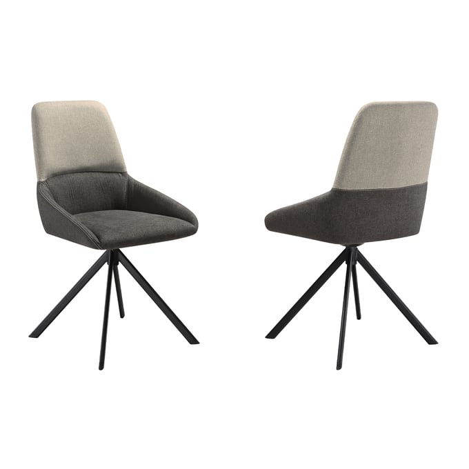 2 Luxur Living Gangaon Gray Fabric Swivel Upholstered Dining Chairs LUX-LCMVSIGRYBLK