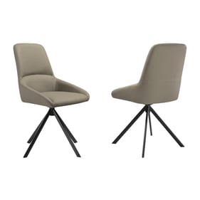 2 Luxur Living Gangaon Gray Faux Leather Swivel Upholstered Dining Chairs