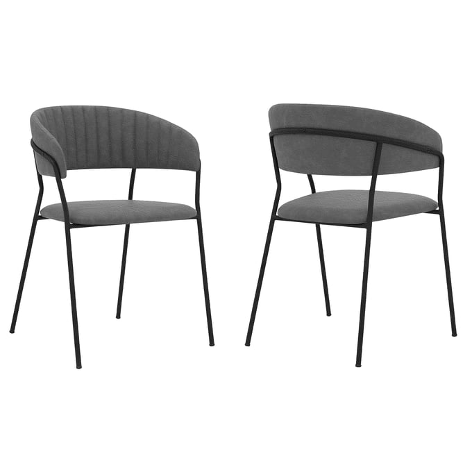 2 Luxur Living Gunda Gray Dining Room Chairs LUX-LCNRSIBLGR