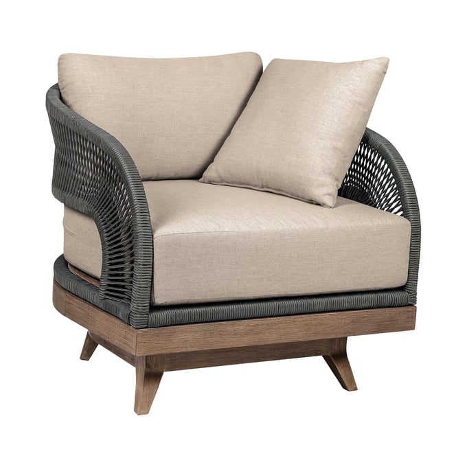 Luxur Living Hayatpur Taupe Gray Brown Swivel Outdoor Patio Chair LUX-LCORSCHEUCTP