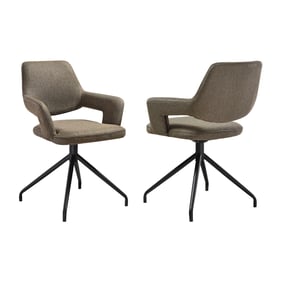 2 Luxur Living Idoli Brown Swivel Upholstered Dining Chairs