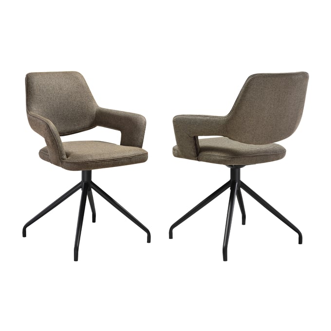 2 Luxur Living Idoli Brown Swivel Upholstered Dining Chairs LUX-LCPESICOBLK