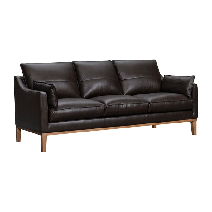 Luxur Living Jambvasu Dark Brown 87 Inch Leather Sofa LUX-LCPI3BRN