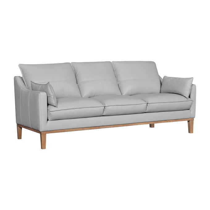 Luxur Living Jambvasu Dove Gray 87 Inch Leather Sofa LUX-LCPI3DVGRY