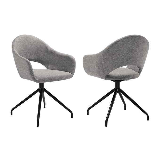 2 Luxur Living Jamthi Gray Swivel Upholstered Dining Chairs LUX-LCPRSIGRYBLK