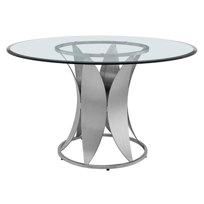 Luxur Living Injangaon Brushed Pedestal Dining Table LUX-LCPTDIGLBS