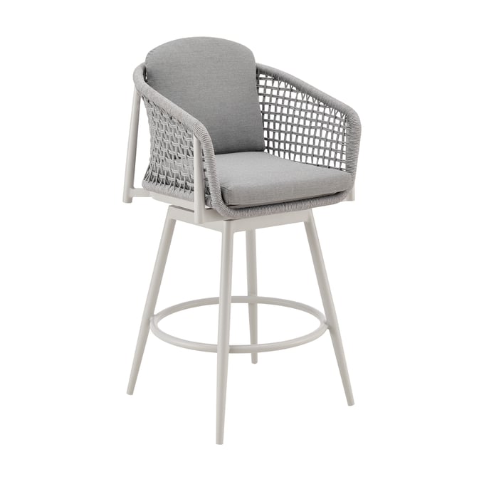 Luxur Living Jogalkhed Light Gray Outdoor Patio Swivel Counter Height Stool LUX-LCRHBALGRY26