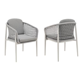 2 Luxur Living Jogalkhed Light Gray Outdoor Dining Chairs