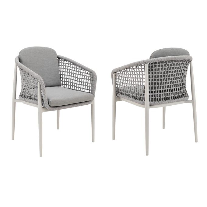 2 Luxur Living Jogalkhed Light Gray Outdoor Dining Chairs LUX-LCRHSILGRY