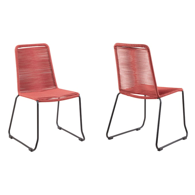 2 Armen Living Shasta Brick Red Outdoor Dining Chairs ARM-LCSHSIBRK