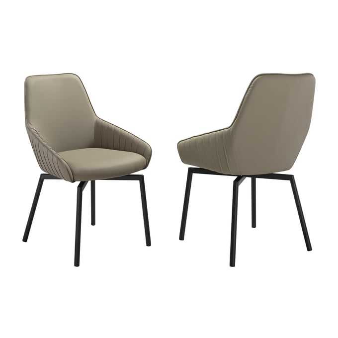 2 Luxur Living Kanchanpur Gray Swivel Upholstered Dining Chairs LUX-LCSHSITAGRYBLK