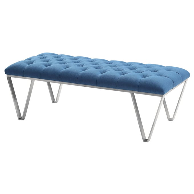 Luxur Living Lahan Blue Tufted Bench LUX-LCSRBEBLUE